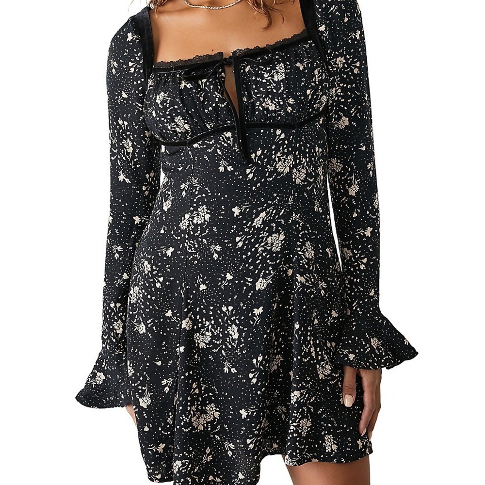 Tess Floral Babydoll-Inspired Mini Dress